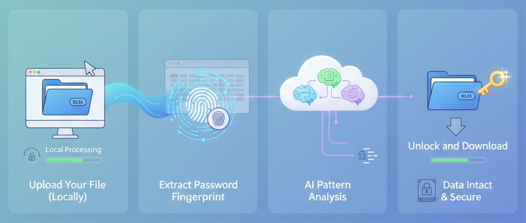 Excel password recovery process visualization